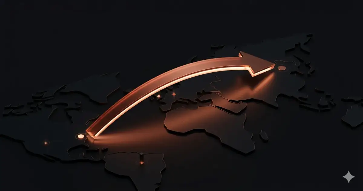Market territory map with strategic launch arrow illuminated across dark landscape — B2B SaaS go-to-market strategy