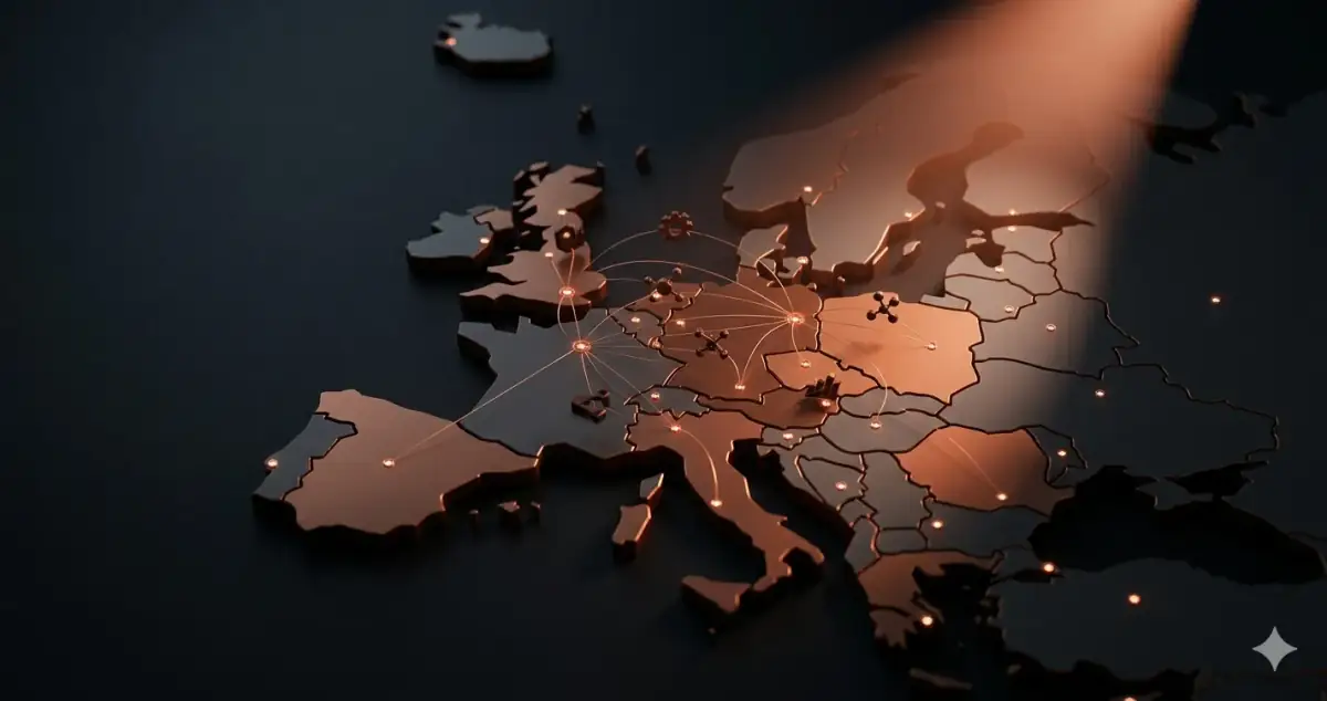 European hiring map with agency selection spotlight — how to hire a software development agency in Europe