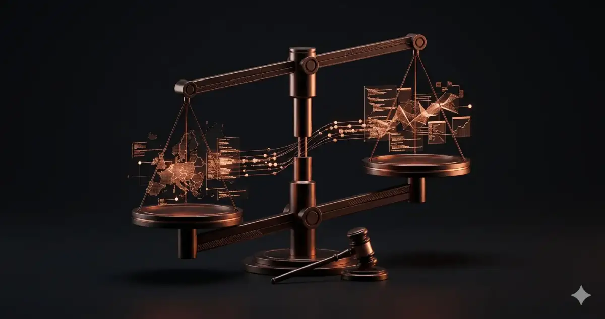 Legal scales of justice abstracted as data balance — legaltech SaaS development for European market