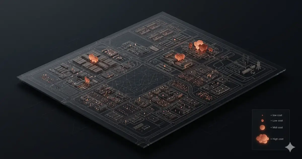 Multi-layered security shield architecture — SaaS security best practices in dark copper render