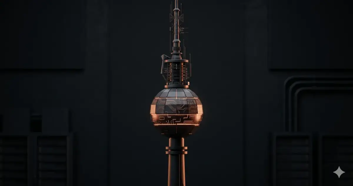 Berlin TV Tower abstracted as central data hub — software development agency in Germany Berlin