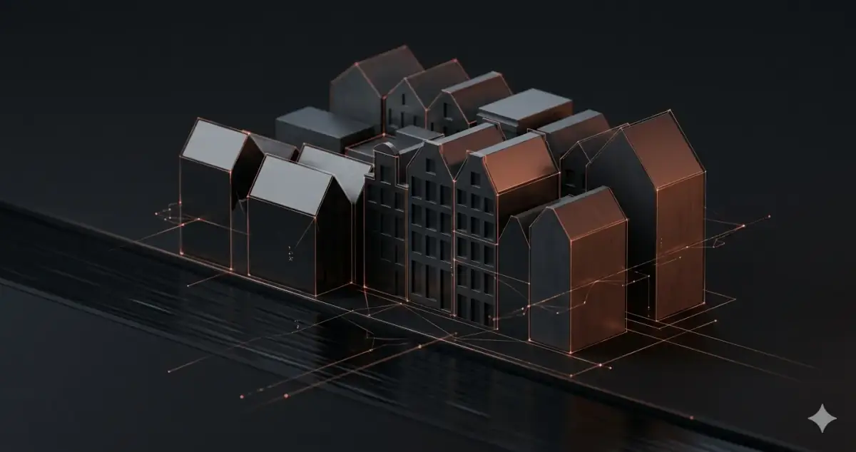 Amsterdam canal network abstracted as data flow — software development agency in Netherlands Amsterdam