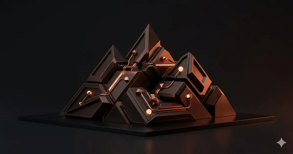 Swiss Alps peaks abstracted as precision engineering with Zurich financial district nodes — software development agency in Switzerland Zurich