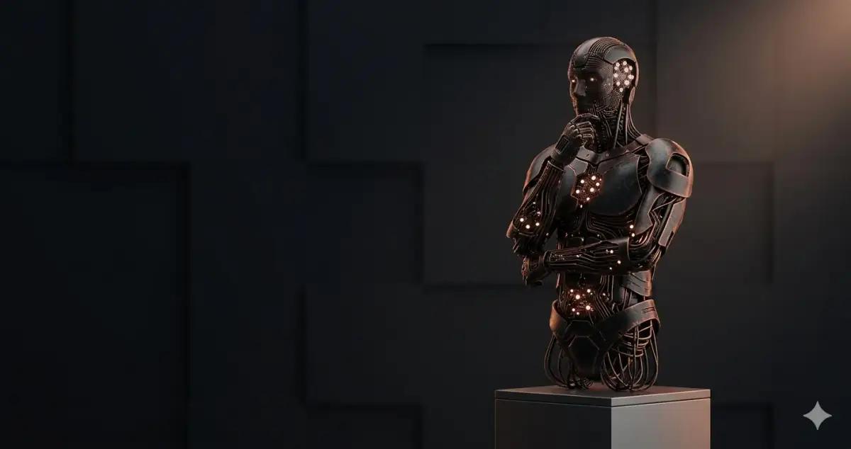 Abstract AI automation engineer figure made of circuit lines — what is an AI automation engineer role